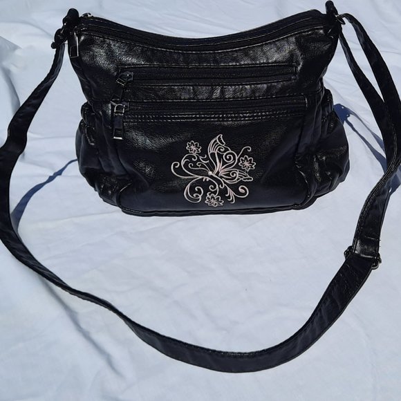 COPY - 90s ELDA Embroidered Crossbody Soft PU Leather purse - Picture 2 of 4